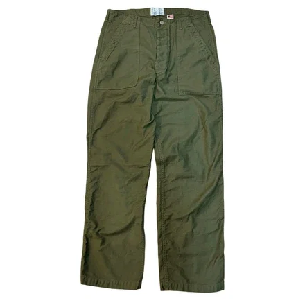 OG-107 60's era GI chinos in 12 oz West Point Olive Baker Back Cotton Satin