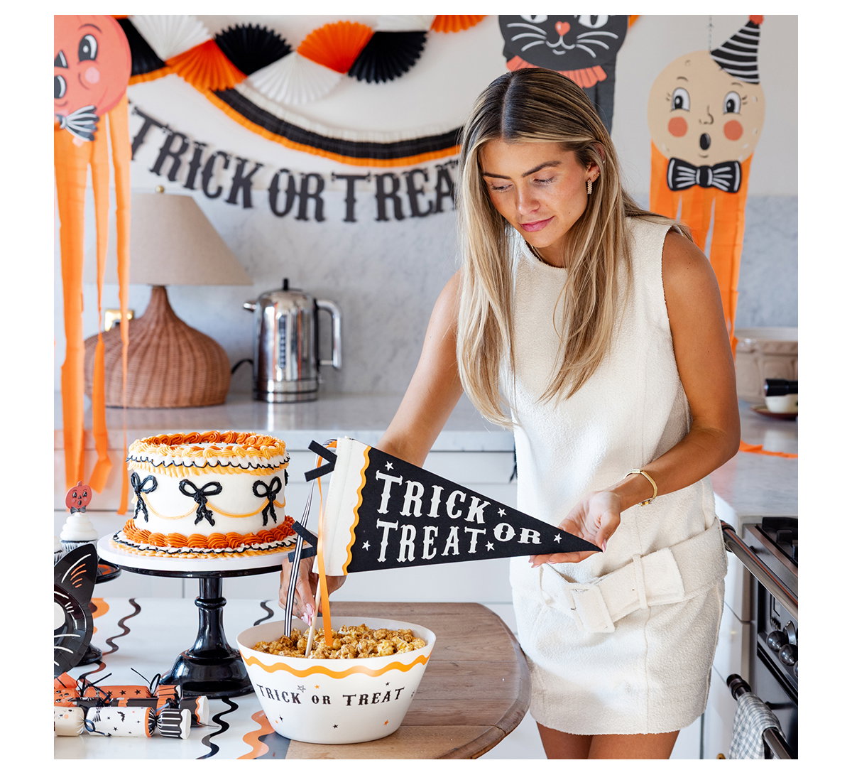 Image of Mom at Halloween Decorated table