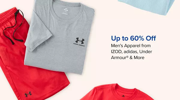 Up to 60% off mens apparel from IZOD, adidas, Under Armour and more. Shop now. A gray tee shirt and red sweatpants.