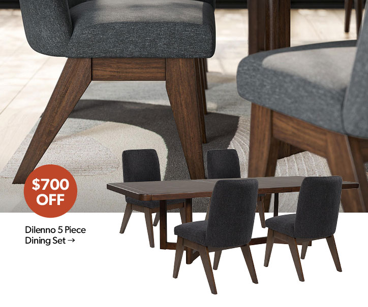 700 dollars off. Featured Dilenno 5 Piece Dining Set. Click to shop.