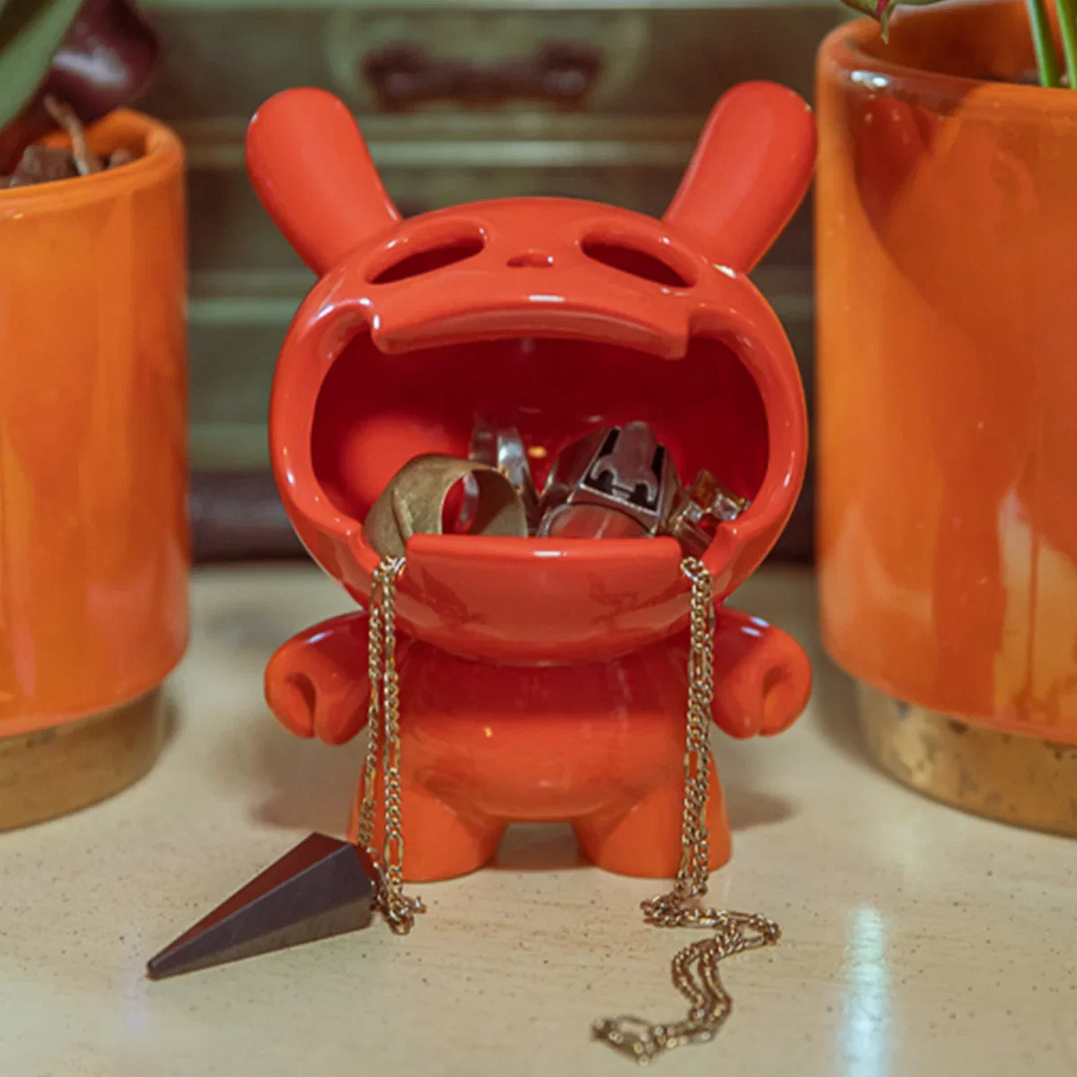 Image of Fine Ash Dunny 5" Ceramic Ashtray Figure - Sunset Orange Edition