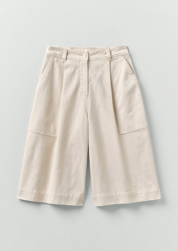Pleated Denim Shorts
