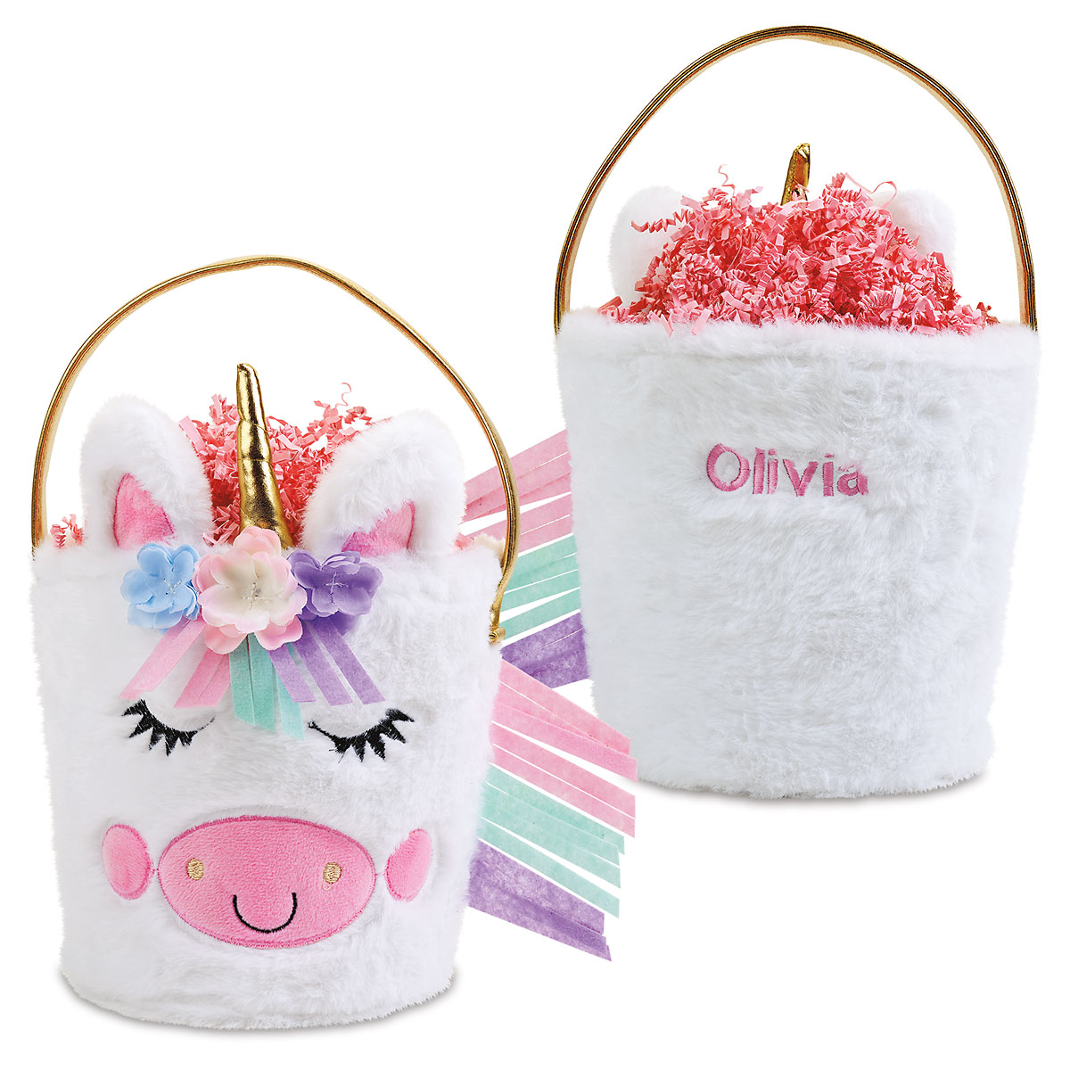 Image of Unicorn Personalized Plush Treat Basket