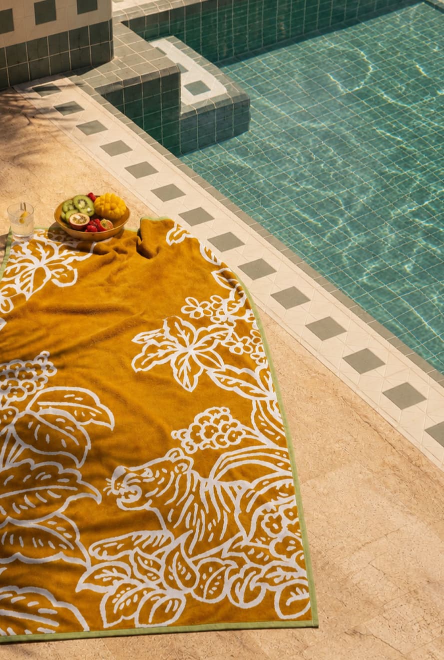 Drap de plage Tigris jaune et ivoire
