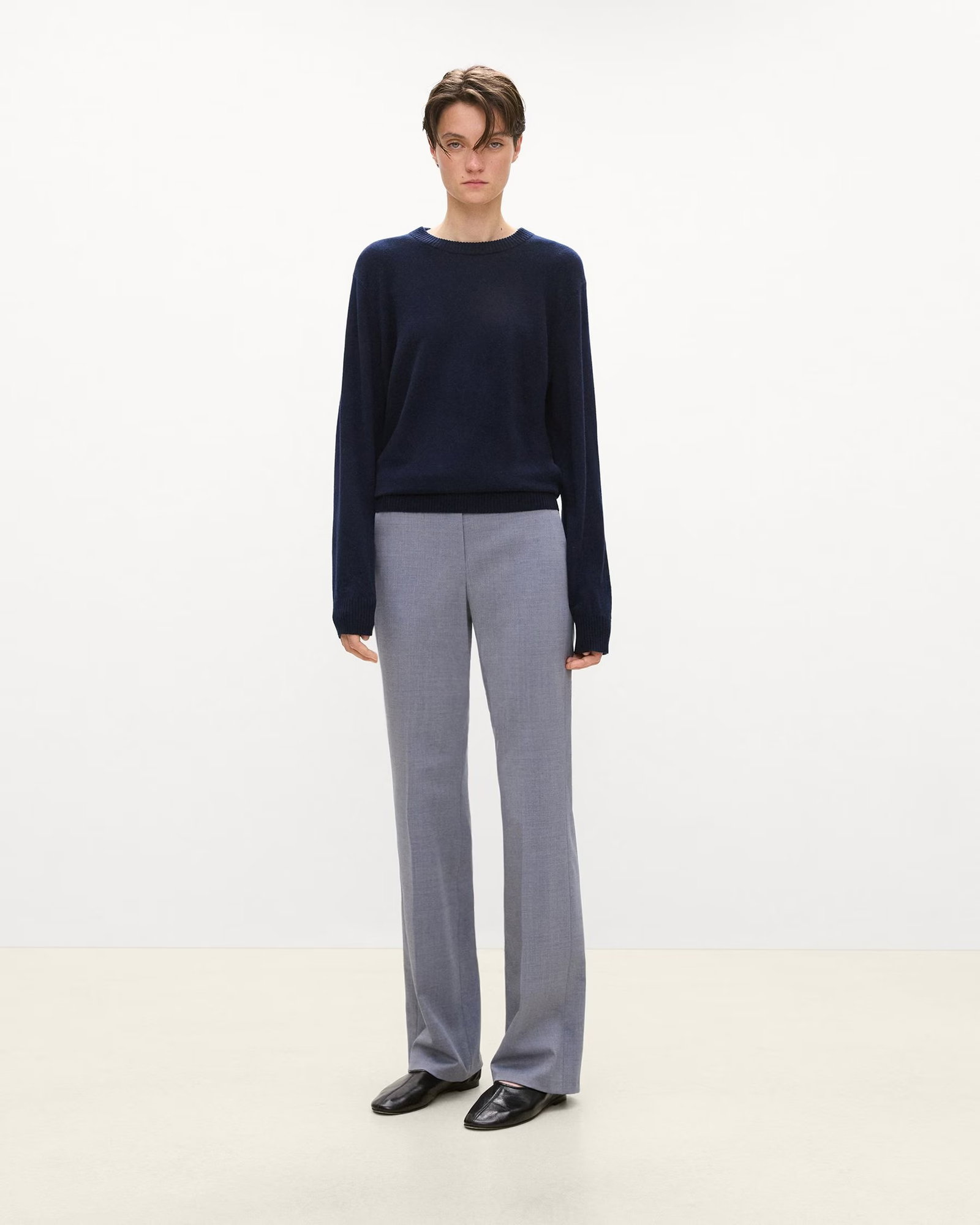 Flared Trousers, 34'' in Wool Gabardine