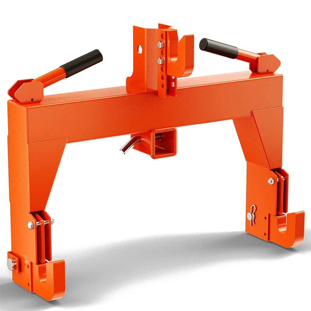 Image of Garvee 3 Point Quick Hitch to Category 0 and 1 Tractors，3000 LBS Lifting Capacity Tractor Quick Hitch Between Lower Arms Attachments Quick Hitch with 2 Receivers,Orange
