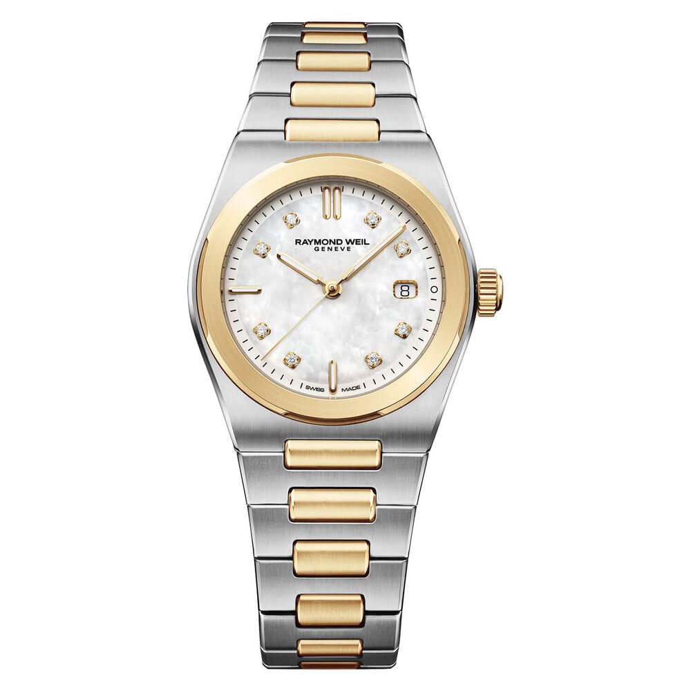 Raymond Weil A.R.T. 30mm White Mother of Pearl Dial Two Tone Steel Bracelet Watch 