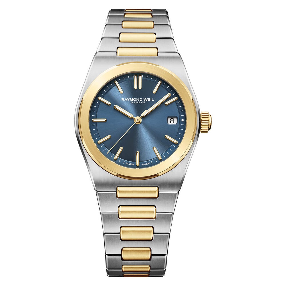 Raymond Weil A.R.T. 38mm Blue Dial Yellow Gold PVD Steel Bracelet Watch 