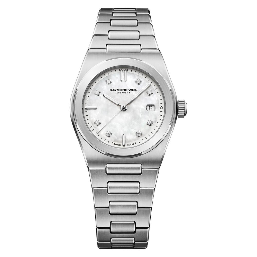 Raymond Weil A.R.T. 30mm White Mother of Pearl Dial Steel Bracelet Watch 