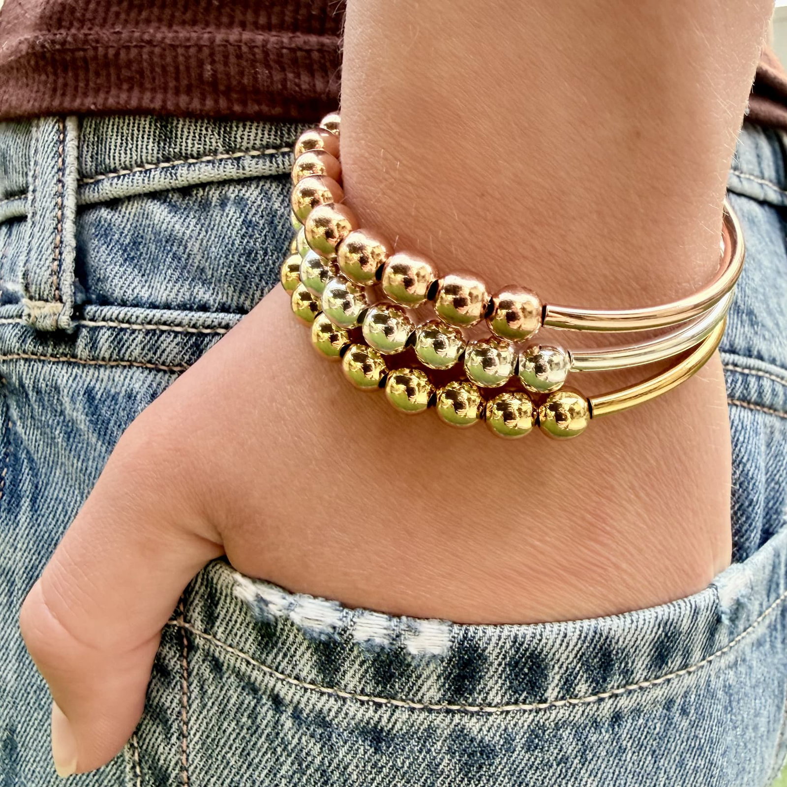 Lizzy James Lori Beaded Stretch-Bracelet | Handcrafted in Gold, Silver & Rose-Gold