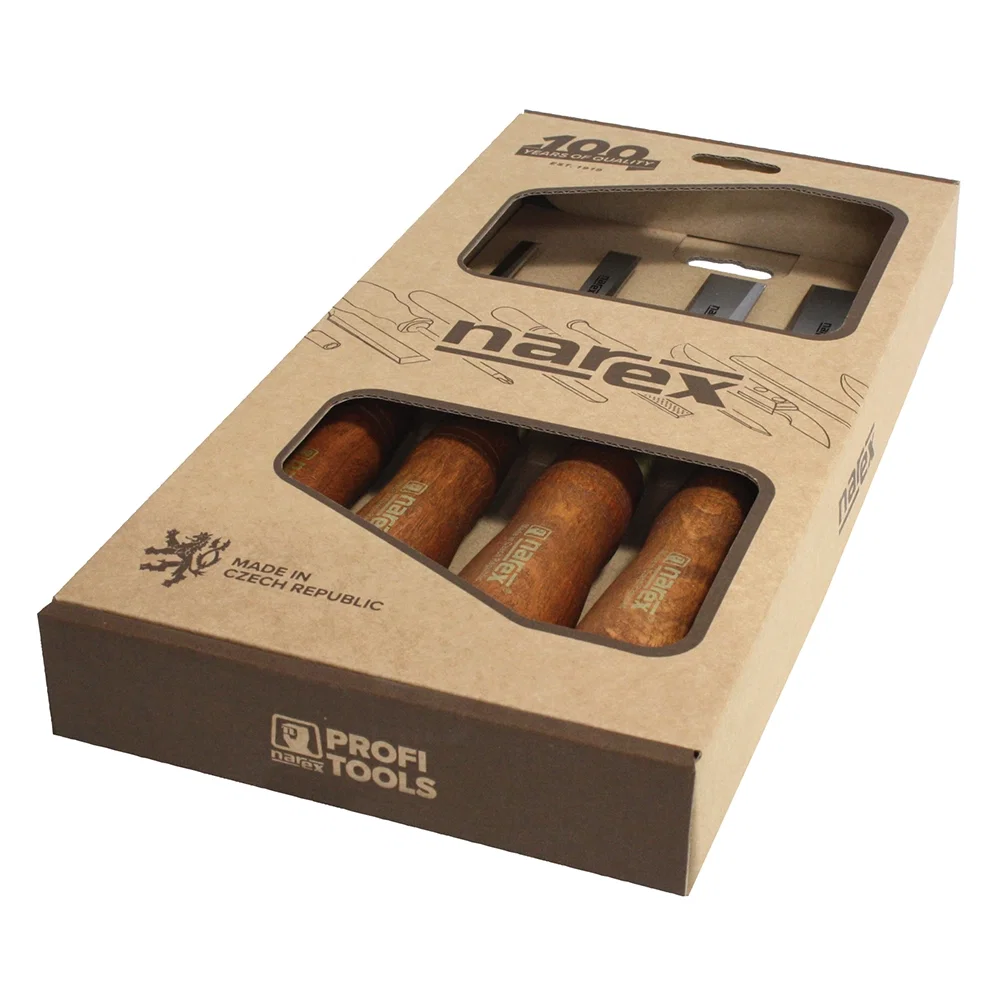 4-Piece Narex Premium Bevel Edge Chisel Set