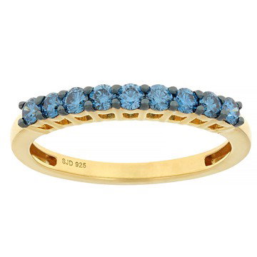 Round Blue Lab-Grown Diamond 14K Yellow Gold Over Sterling Silver Ring 0.45ctw