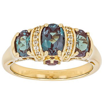 Blue Lab Created Alexandrite 18k Yellow Gold Over Sterling Silver Ring 1.47ctw