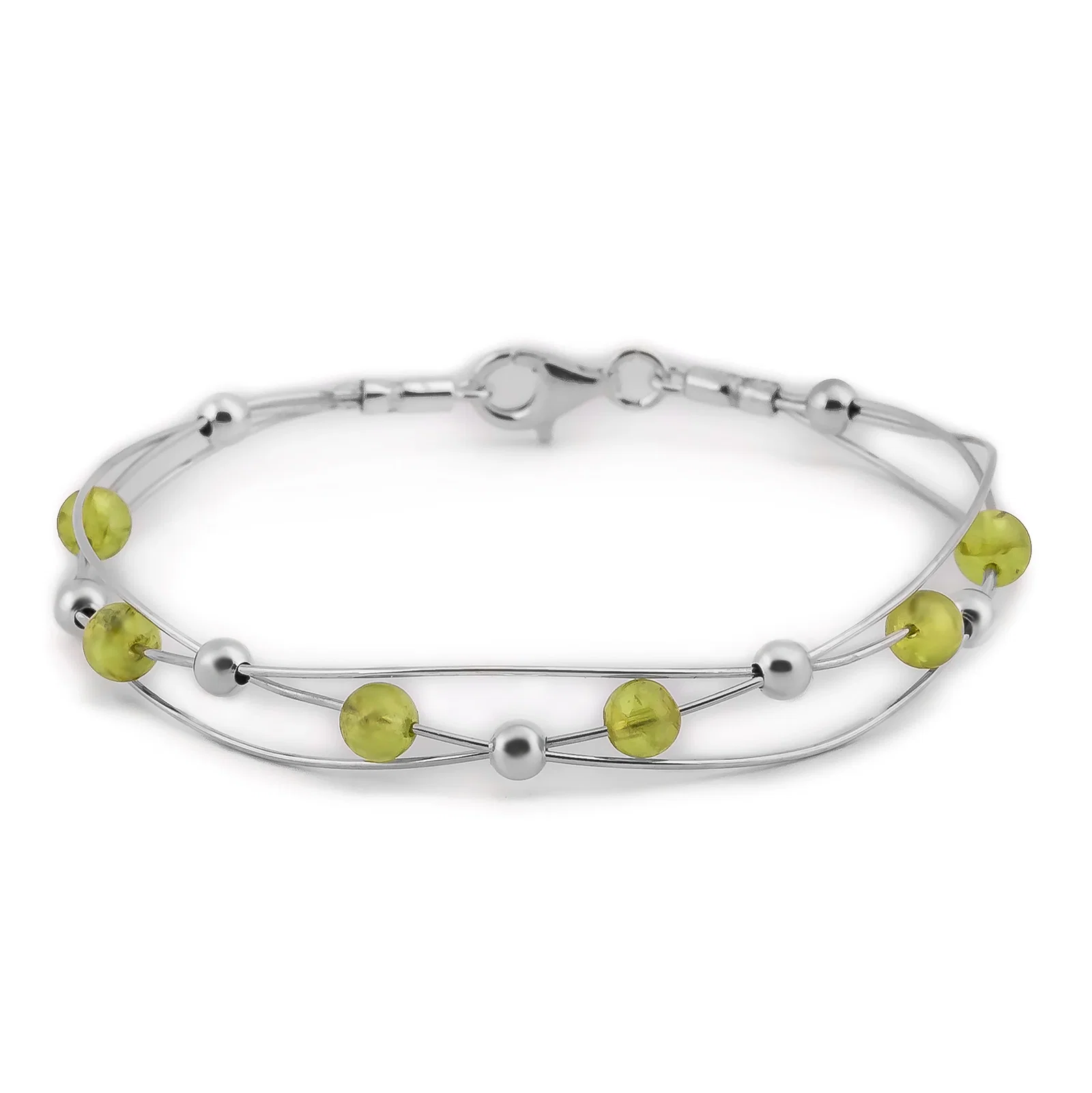 Image of Weaved Bangle in Silver and Peridot