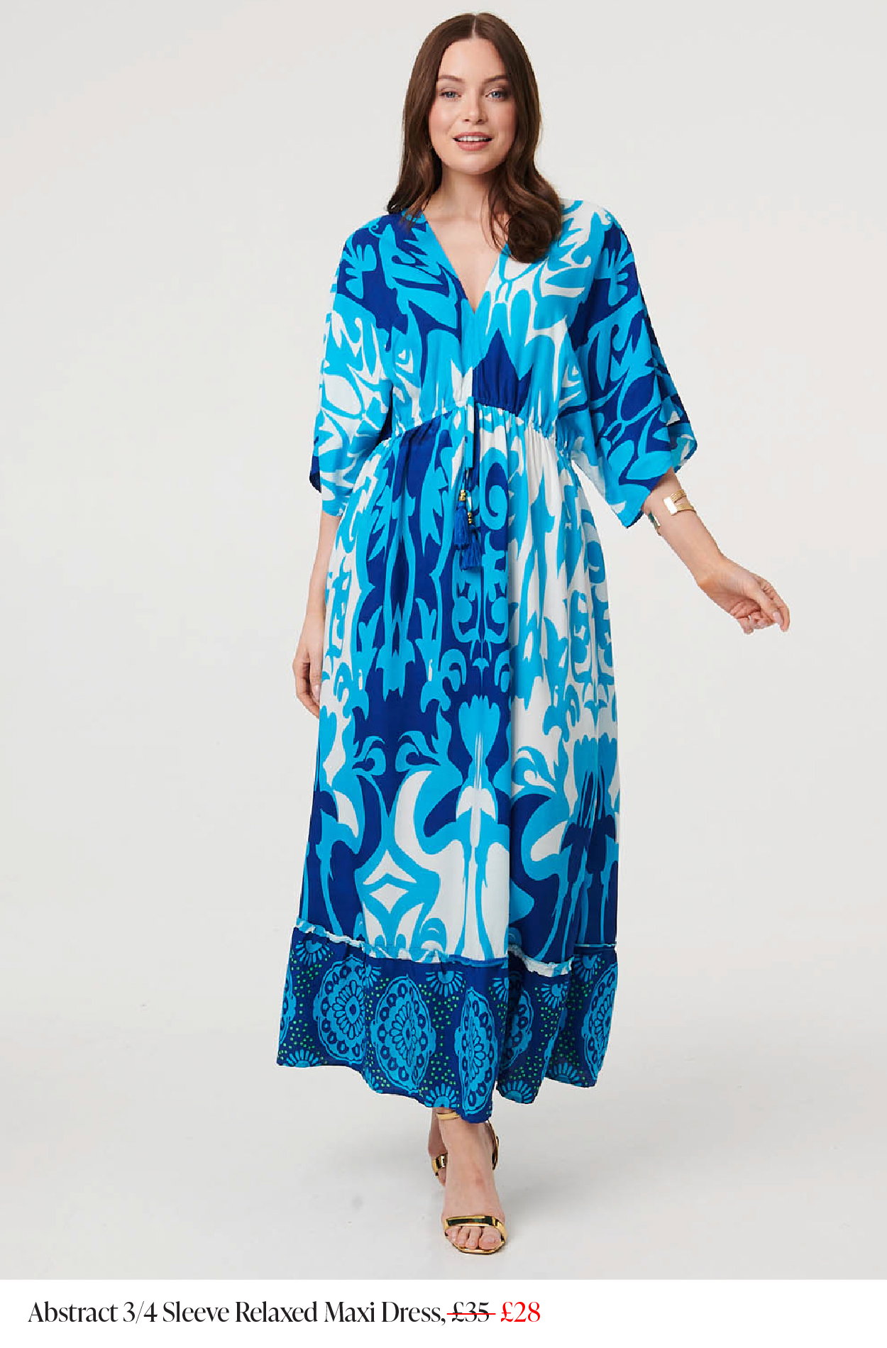 Abstract 3/4 Sleeve Relaxed Maxi Dress | Shop Now