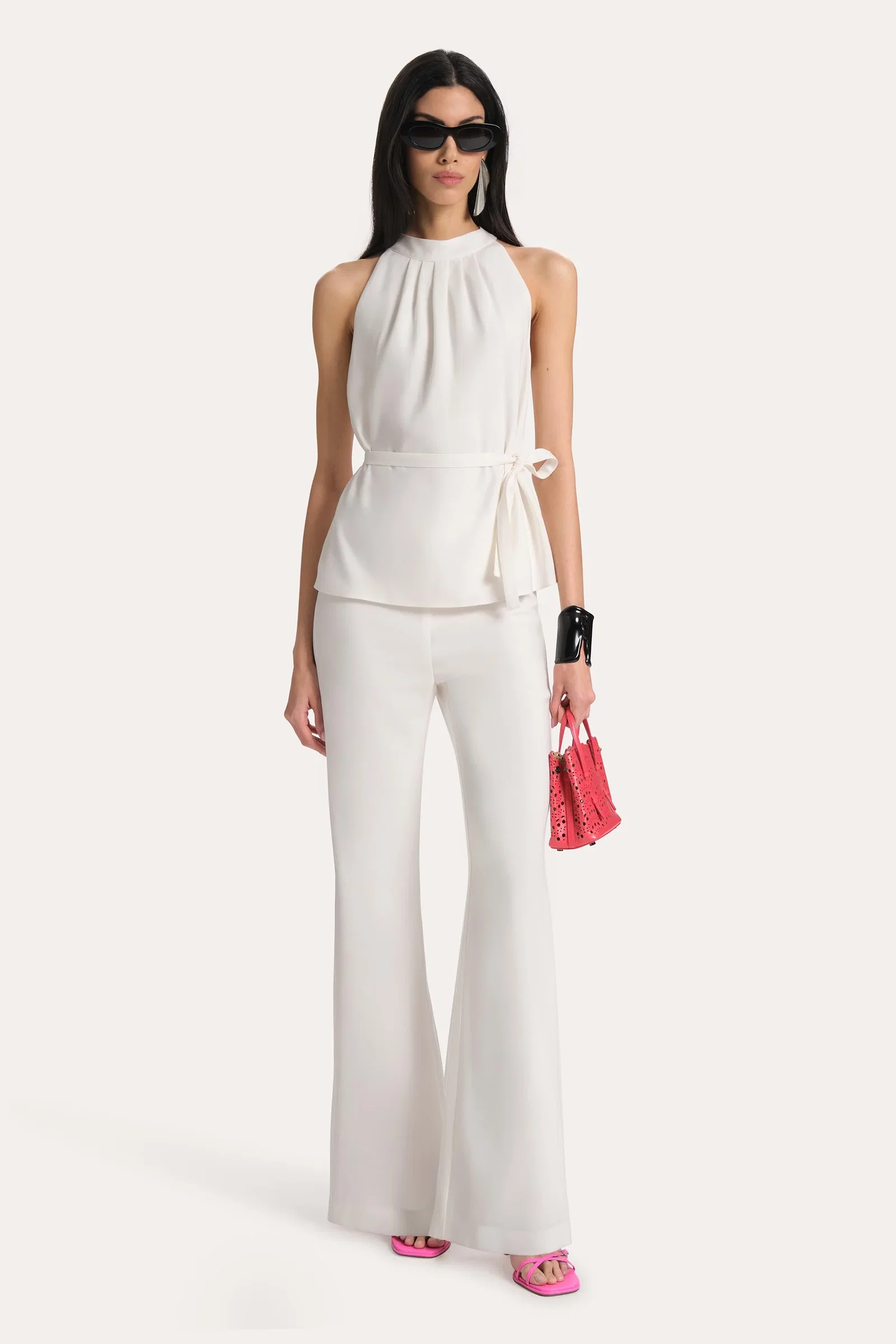 Image of Amina Fluid Crepe Halter Top