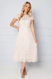 Lace Fit And Flare Midi Dress