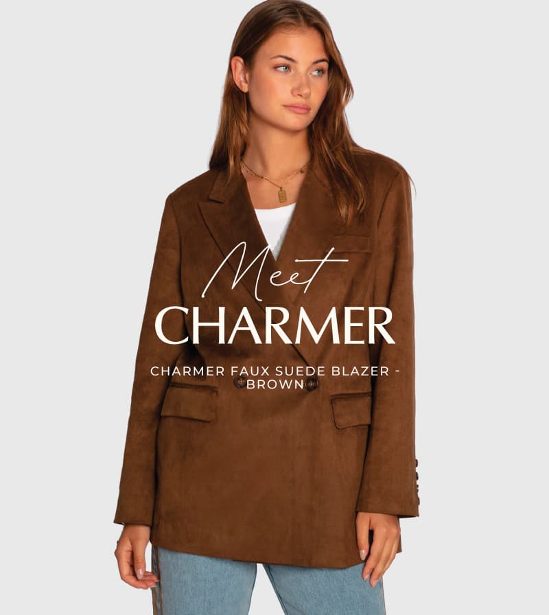 Charmer Faux Suede Blazer - Brown
