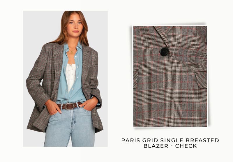 Paris Grid Single Breasted Blazer - Check