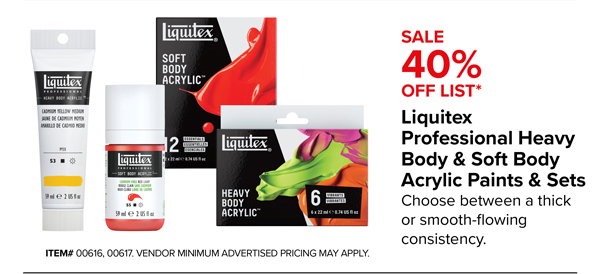40% Off Liquitex Professional Heavy Body & Soft Body Acrylic Paints & Sets