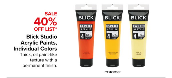40% Off Blick Studio Acrylic paints, Individual Colors