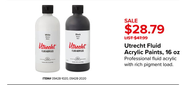 Utrecht Fluid Acrylic Paints, $28.79
