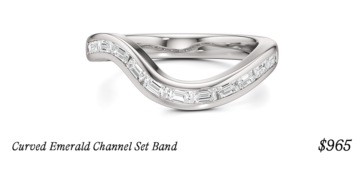 Curved Emerald Channel Set Band