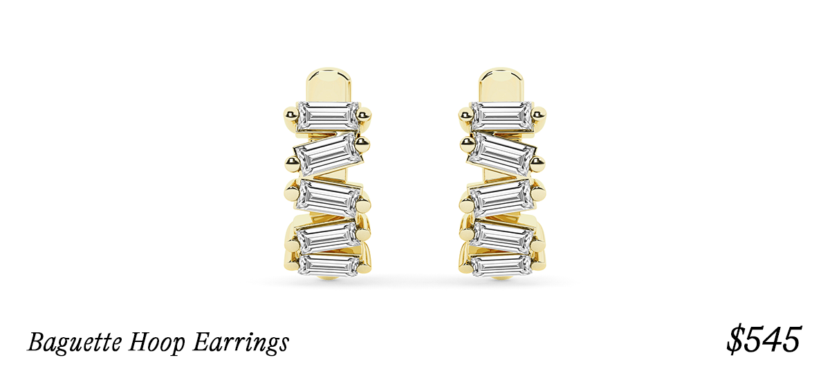 1/2 ct. tw. Baguette Hoop Earring in 14K Yellow Gold