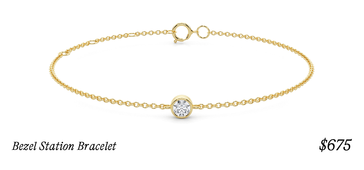Single Round Bezel Station Bracelet