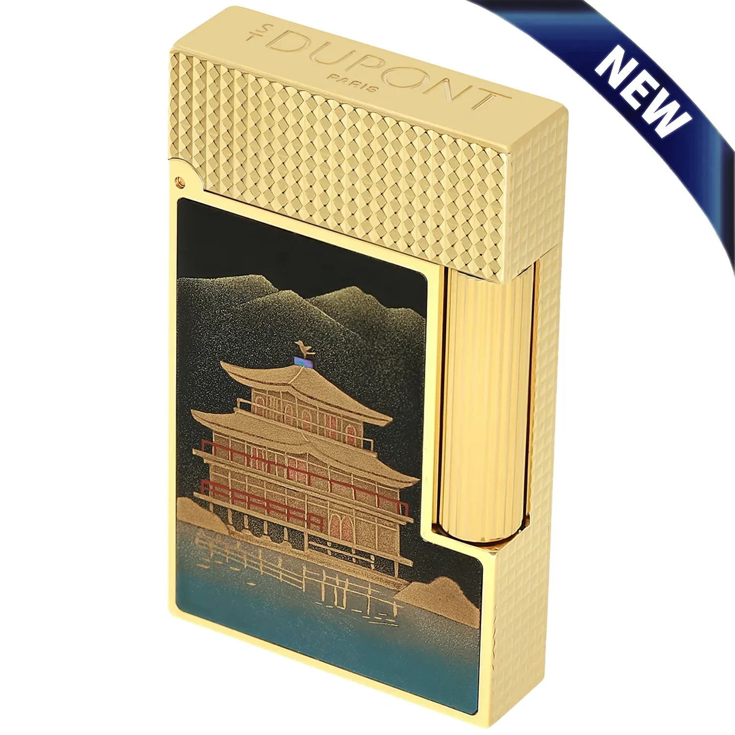 Image of S.T. Dupont Line 2 Limited Edition Maki-e Hikari No Tera Gold Lighter