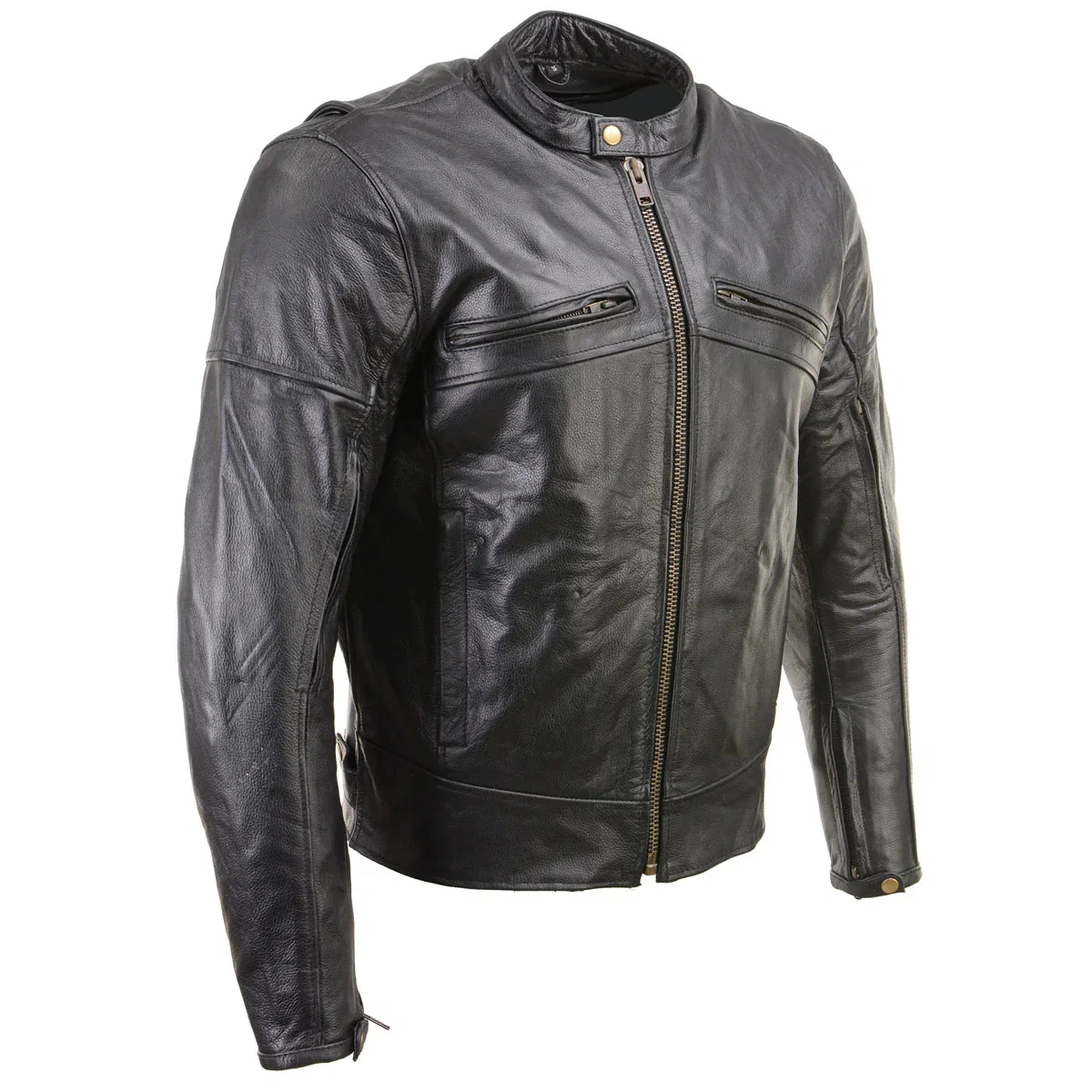 Image of Milwaukee Leather Men's 'The Racer' Premium Black Leather Vented Racer Style Motorcycle Biker Jacket w/ CE Armor - LKM17015