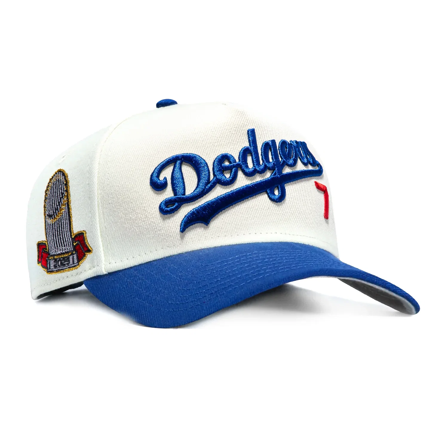 Image of New Era 9Forty A-Frame Blake Snell Los Angeles Dodgers 2025 World Series Champions Trophy Patch Snapback Hat - White, Royal