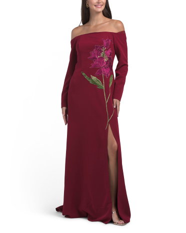 Off The Shoulder Long Dress For Women, Polyester