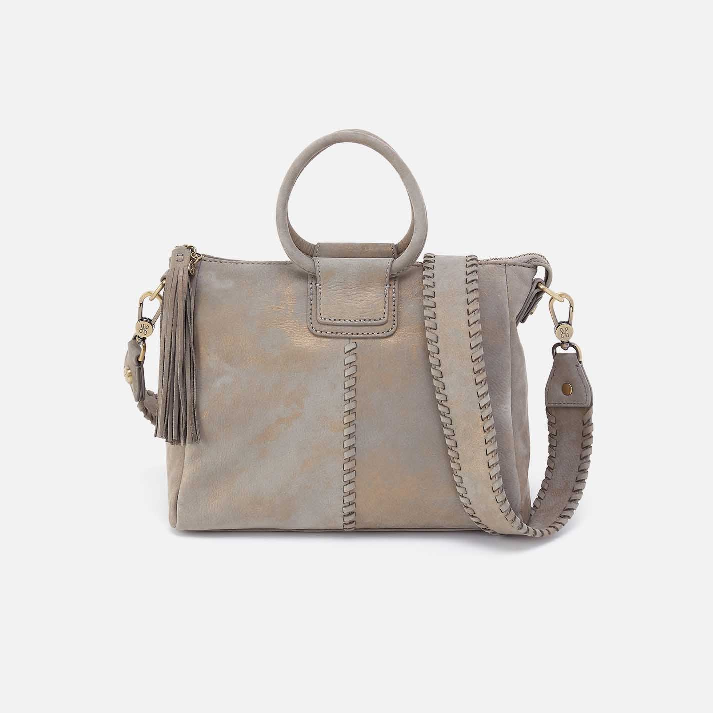 Image of Sheila Medium Satchel in Nubuck Leather - Golden Granite