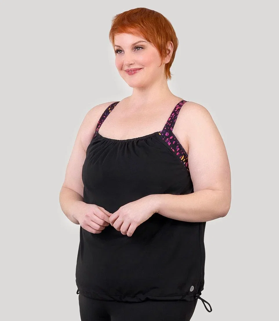 Image of AquaSport Laguna Tankini Top Sunkiss Coral Print Black