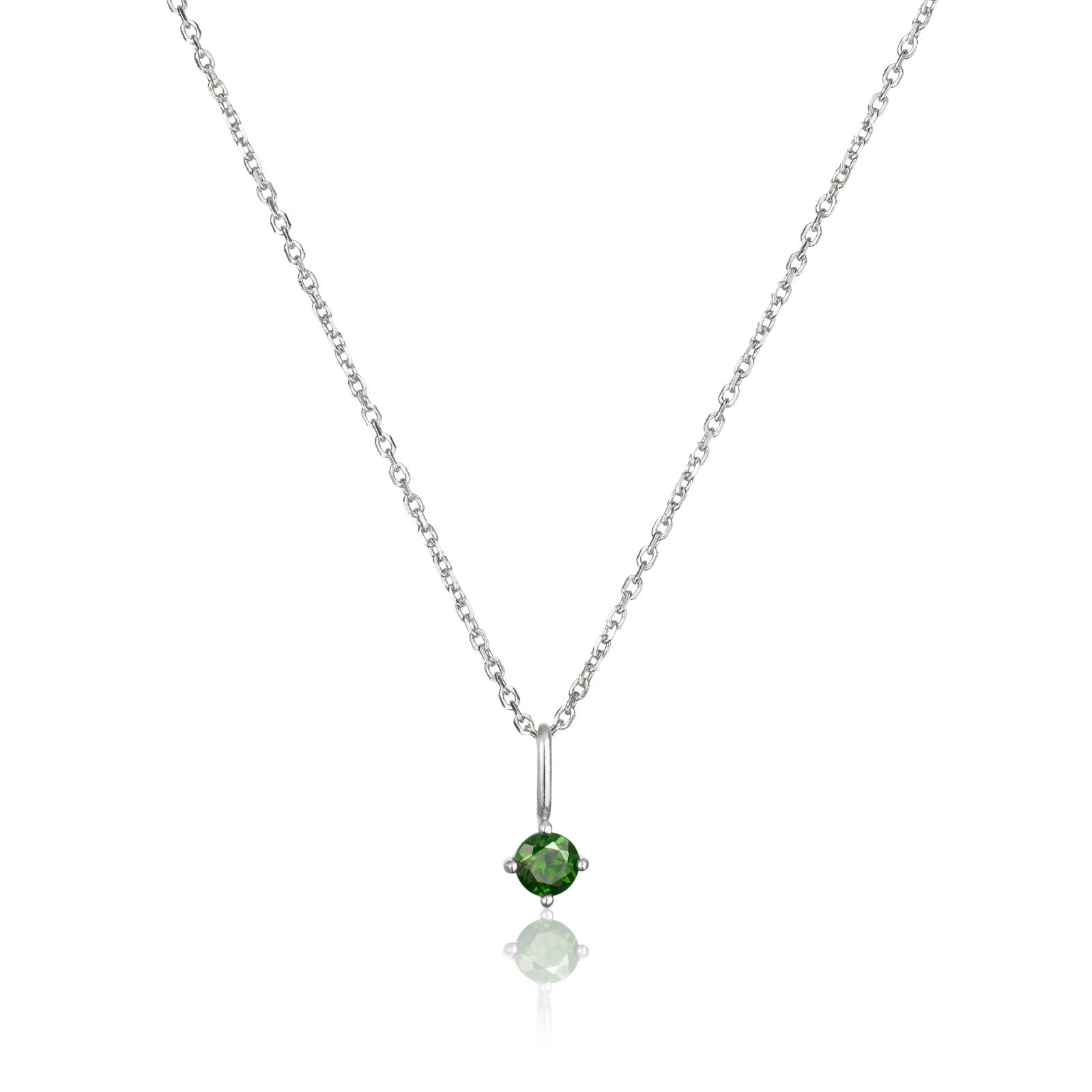 Image of Silver Small Birthstone Pendant Necklace