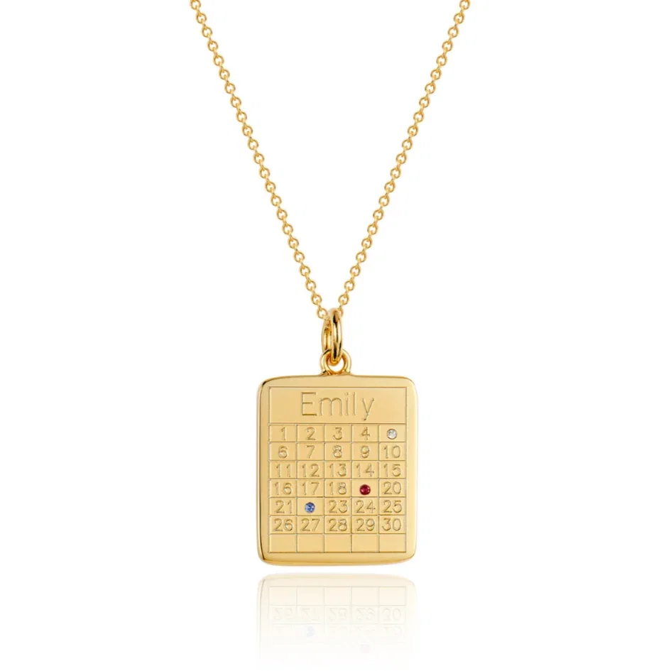 Image of Gold Personalised Family Calendar Necklace