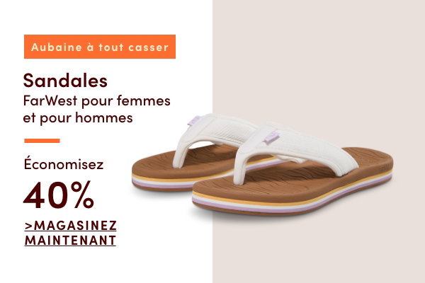 Aubaine à Tout Casser Sandales FarWest pour femmes et pour hommes économisez 40%