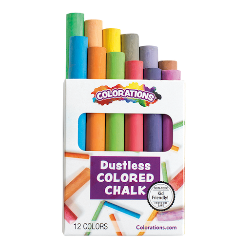Colorations® DustLite™ Colored Chalk - 12 Pieces