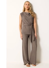 LTS Tall Mocha Brown Textured Wide Leg Trousers