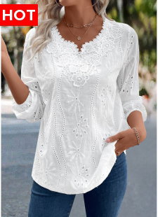 White Split Detail Long Sleeve Blouse