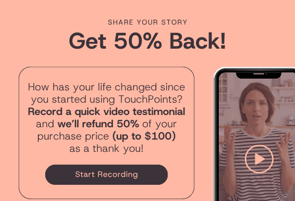 Share your story, get 50% back. 