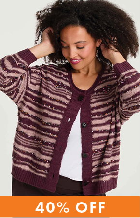 OMBRE STRIPE BUTTON CARDIGAN