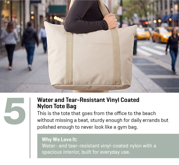 Water and Tear-Resistant Vinyl Coated Nylon Tote Bag