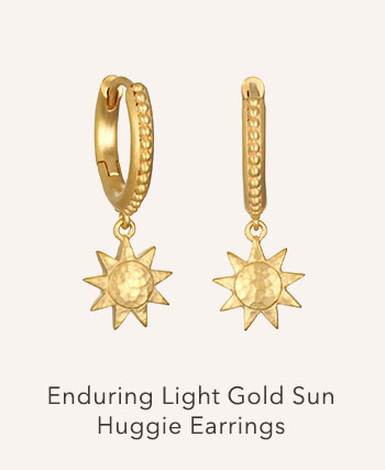 Enduring Light Gold Sun Huggie Earrings