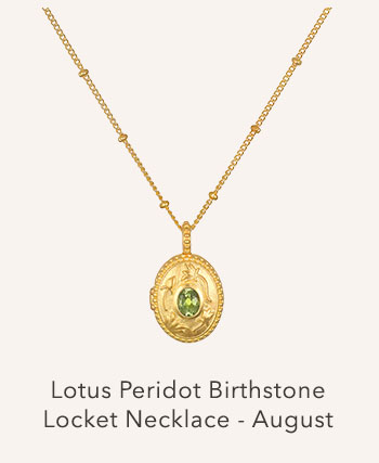 Lotus Peridot Birthstone Locket Necklace
