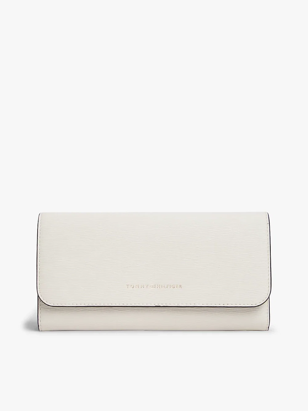 Metallic Logo Textured Flap Wallet