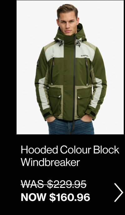 Hooded Colour Block Slim Fit Windbreaker