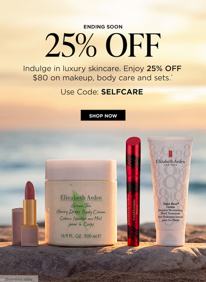 ENDING SOON   25% OFF  Indulge in luxury skincare. Enjoy 25% OFF $100 on makeup, body care and sets.*  Use Code: SELFCARE  SHOP NOW