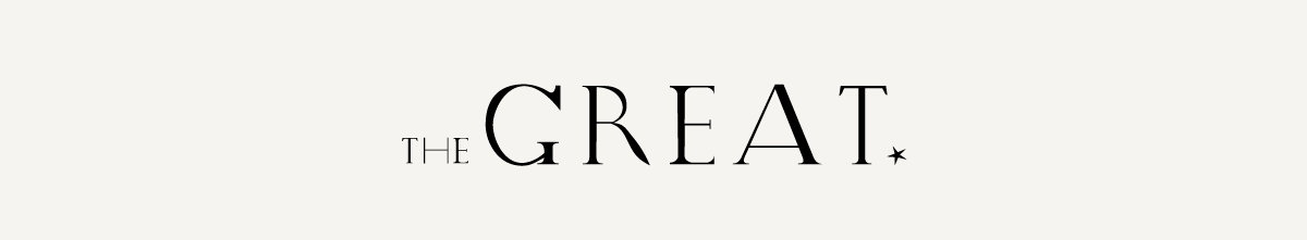 Black text on a white background reads "THE GREAT" in capital letters, with "THE" in smaller font and a small star symbol next to the word "GREAT.